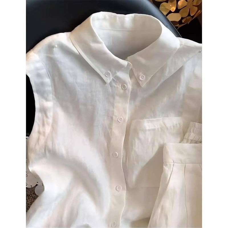 Women's Clothing Casual Age Reducing Outfit Simple Versatile Shirt High Waist Slim Shorts Two Piece Suit_ecoleips.com