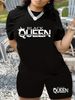 Summer Women's Casual Fashion Letter Print Loose T-shirt+shorts Two-piece Sportswear Suitable For Daily Wear-124_ecoleips.com