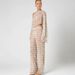 Women's Summer Plaid Sheer Shoulder Raglan Sleeve Top Waist Cinching Casual Straight Leg Trousers Set Style_ecoleips.com