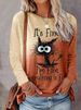 2026 New Cross-Border E-Commerce European And American Women's Plus Size 3D Pet Cat Print Round Neck Long Sleeve T-Shirt_ecoleips.com