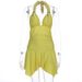 Sexy V Neck Lace Up Solid Color Pleated Dress For Women Y2K Streetwear Party Night Out Fashion Slim Fit Clubwear Mini Dress_ecoleips.com