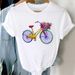 European And American Cross-border Foreign Trade Women's Floral Bicycle Print Round-neck Short-sleeve T-shirt Top_ecoleips.com
