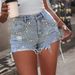 Aria Basics Aria Basics 2024 European And American New Style Collection Wholesale Fashion Mature Women's Handmade Rhinestone Denim Shorts Blue_ecoleips.com