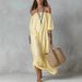 Women's Elegant Striped Off Shoulder Loose Fit Maxi Dress – Casual Resort Summer Gown_ecoleips.com