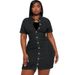 Women's Clothing Plus Size Women's Collared Short Sleeved Button Down Denim Dress For Formal & Casual For Women_ecoleips.com