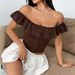 Spice Girl Sexy One-word Neck Sling French Ruffle Edge Breasted Waist Slim Vest_ecoleips.com