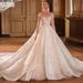 Elegant Handcrafted Wedding Dress With Deep V-Neck & Long Sleeves, Luxurious Polyester Fabric, Floor-Length Gown For Brides_ecoleips.com