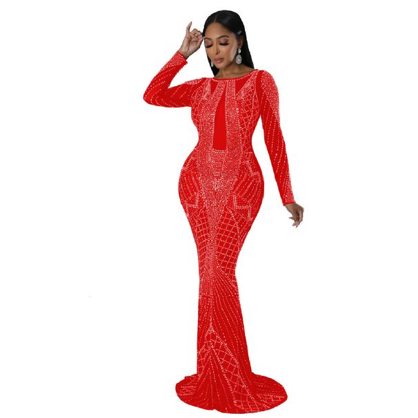 Women's Clothing Long Skirt Hot Diamond Backless Sexy Evening Dress_ecoleips.com