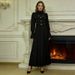 Victorian-Inspired High Neck Dress – Floral Embroidery Bubble Sleeve Maxi Dress With Waist Cinch_ecoleips.com