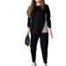 Women's Casual Sweater Set – Loose Fit Round Neck Pullover & Pants (Light Gray/Black/Apricot, XS-XXXL)_ecoleips.com