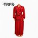 Asymmetrical Designer Dress with Fringe And Pleats Wrap Waist Ruffle Hem Cocktail Dress for Women in Black Red Blue Green (M-XXXL)_ecoleips.com