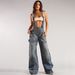 Women's Clothing Women's Denim Jumpsuit Street Style Multi Pocket Overalls Loose Waist Straight Leg Pants For Formal & Casual_ecoleips.com