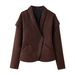 Cross-border European And American Women's Fashion Bestseller On : Stylish V-neck Suede Effect Single-breasted_ecoleips.com