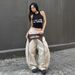 Spring And Summer Strappy Splicing Hot Girl Street Hip Hop Street Dance Trousers Casual Loose Large Men And Women Sports Pants_ecoleips.com