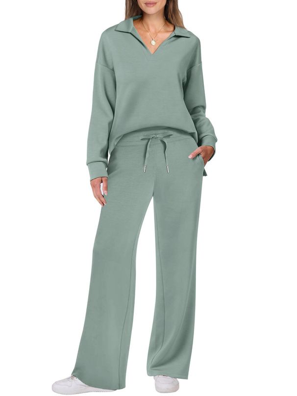 Women's Clothing Women's Long Sleeved Drawstring Trouser Set Casual Solid Color Autumn Winter Fashion Commuter Style_ecoleips.com