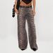 Women's Low-Waisted Straight Leg Jeans Casual Fashionable Printed Loose Fit New_ecoleips.com