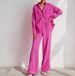 Women's Clothing New Loose Elastic Wrinkled Long Sleeve Shirt Wide Leg Pants Casual Suit Women 2 Piece Set_ecoleips.com