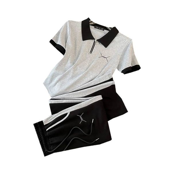 Sports Casual Suit POLO Collar T Shirt For Women Contrast Color Zipper Slim Fit Temperament Style Fashion Contrast Color Slender Wide Leg Pants_ecoleips.com