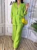 Women's Clothing 2025 New Cross Border Women's Clothing Two Piece Suits Women's Long Sleeved Shirt Solid Color Pants Wide Leg Suit_ecoleips.com