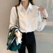 Pure White Oversized Shirt – Long-Sleeve Polo Collar Top For JK Fashion & Sun Protection (S-XXL, Wrinkle-Free Polyester)_ecoleips.com