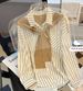 Women's Clothing Long Sleeved Shirt Slim Fit Striped Top Loose Fake Two Piece Shawl Spring New Style_ecoleips.com
