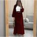 Autumn/Winter Casual Loose Fitting Tie up Printed Suit Jacket And Long Skirt Set for Women Fashionable Pant Outfit_ecoleips.com