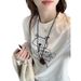 Slimming And Versatile Printed Long-Sleeved T-Shirt For Women, Loose Round-Neck Base Layer, Casual Top For Autumn And Wi_ecoleips.com