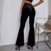 Voya 2026 Spring New Fashionable Sexy Slim-Fit Women's For E-commerce, Solid Color High-Waisted Velvet Flare High-waisted Velvet Bell-bottom Pants
_ecoleips.com