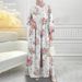 Modest Long Sleeve Maxi Dress – Flowy Polyester Muslim Prayer Dress With Ethnic Print (S-5XL, Loose Fit, Cultural Elegance)_ecoleips.com