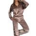 Women's Clothing New Leopard Print Contrast Trousers Long Sleeved Home Clothes Suit_ecoleips.com