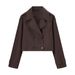 Trendy Double-Breasted Lapel Cropped Trench Coat – Chic Short Jacket For Women (Modern & Versatile, Lightweight Outerwear For Spring & Fall)_ecoleips.com