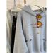 Unique Chic Gray Letter Print Hooded Lazy Wind Sweater Women's 2026 Autumn New Fashion Top_ecoleips.com