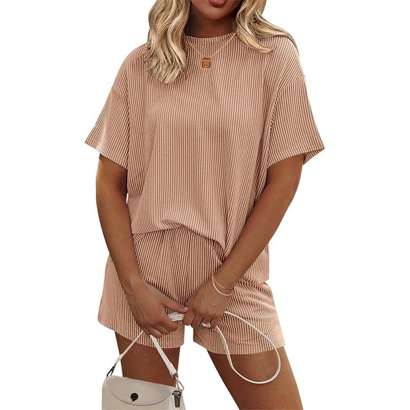 Women's Clothing Summer New Women's Short Sleeved Casual Suits Pajamas Tops Suits Home Clothes_ecoleips.com