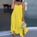 Women's Clothing Shoulder Strap Solid Color Irregular Large Skirt Strap Sleeveless Dress_ecoleips.com