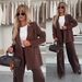 Men's Slim Fit Casual Suit Set - Long Sleeve Blazer & Trousers With Belt - Streetwear Office Outfit (Khaki, Beige, Dark Brown, Black)_ecoleips.com