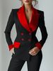 "Women's Streetwear Blazer With Peplum Sleeves & Contrast Pockets - Double-Breasted Polyester Jacket (S-XXL, 2 Colors)"_ecoleips.com