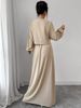 Women's Retro Artistic Long Sleeve Tie Waist Dress Set Springtime Elegance Casual Fashion Cotton Polyester Full Length Pant Set_ecoleips.com