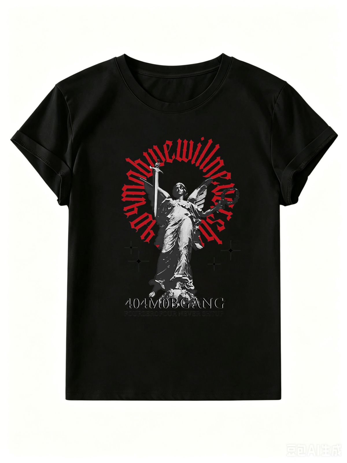 Women's Angel Statue T-shirt, Round Neck Loose Base Layer Top_ecoleips.com