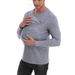 Cotton Thickened New Version High Quality Dad Kangaroo Mom Multi Functional T-shirt Long Sleeve Style_ecoleips.com
