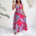Vintage Color Contrast Sleeveless V-neck Dress, Unique Print Interpretation Elegant Style_ecoleips.com