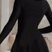 New Spring And Autumn Pure Desire Style Hot Girl V-neck Slim Fit Flared Long Sleeve A-line Sexy Dress For Women_ecoleips.com
