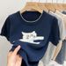 Women's Clothing Round Neck Short Sleeved Knitted Sweater For Women Spring New Women's Clothing Loose And Slim Cartoon Niche Half Sleeved Top Trend_ecoleips.com