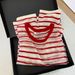 Women's Skin Friendly Breathable Linen Striped Knit T-Shirt Highly Recommended Super Comfortable Flattering Early Spring Sun Protection Top_ecoleips.com