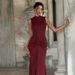 European And American Women's Clothing 2026 Spring New Fashion Sexy Ruched Waist Back-Slit Round-Neck Sleeveless Dress_ecoleips.com