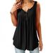 Women's Casual Ruffled Sleeveless T-Shirt Solid Color Mid-Length Button Vest Summer New Bestseller_ecoleips.com