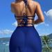 Women's European American Style Solid Color Halter Neck Bikini Three Piece Swimsuit Sexy Wire-Free Vacation Swimwear_ecoleips.com
