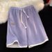 Women's Clothing Waffle Label Casual Sports Shorts For Women Summer New Loose Versatile High Waist Slim Wide Leg Straight Pants_ecoleips.com