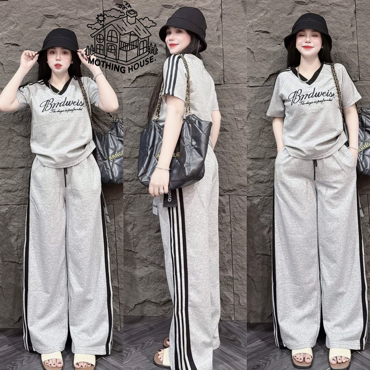 Women's Clothing American Style Fashion Women's Two Piece Suit V Neck Embroidered Top Side Stripes High Waisted Wide Leg Pants Relaxed Fit_ecoleips.com