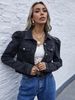 K Women's Fashion Denim Short Jacket With Stand-up Collar_ecoleips.com