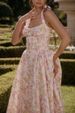 Cross-Border New High-End European And American Women's Fashion Sexy Halter Floral Dress Long Slim Vacation Style Gown_ecoleips.com